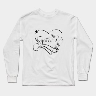 Grace, calligrahpy, female name, black font Long Sleeve T-Shirt